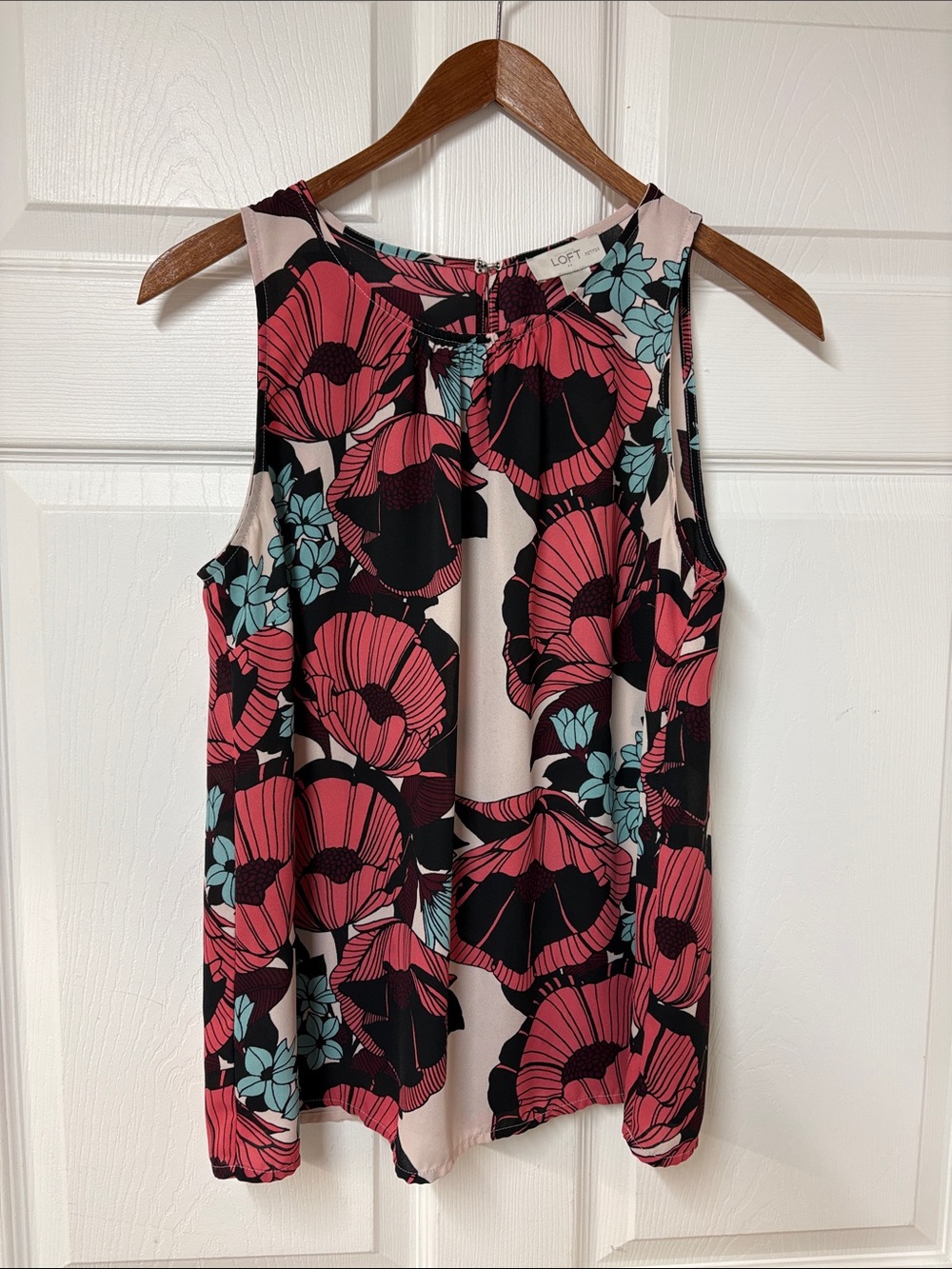 LOFT Floral Blouse - Pink, Black & Blue - Size MP
